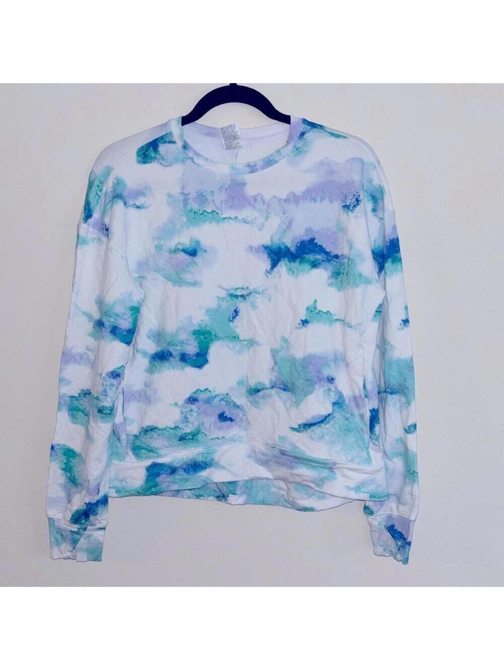 All in motion blue and purple watercolor tie-dye pullover sweatshirt
